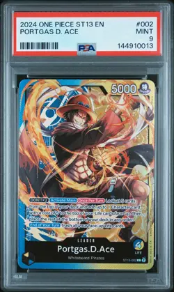 2024 ONE PIECE ULTRA DECK ST13-THE THREE BROTHERS #002 PORTGAS D. ACE PSA 9 - Image 1