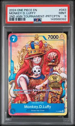 2024 ONE PIECE PROMOS 2ND ANNIV TOURNAMENT-PARTICIPATION MONKEY D. LUFFY PSA 9 - Image 1