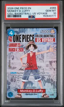 2026 ONE PIECE PROMOS COLLEGE BASKETBALL : US VOYAGE MONKEY D. LUFFY PSA 10 - Image 1