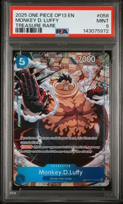 2025 ONE PIECE OP13-CARRYING ON HIS WILL TREASURE RARE MONKEY D. LUFFY PSA 9 - Image 1