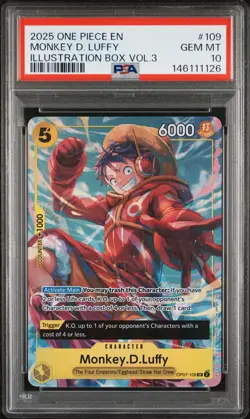 2025 ONE PIECE PROMOS ILLUSTRATION BOX VOL.3 #109 MONKEY D. LUFFY PSA 10 - Image 1