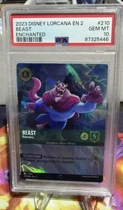 Disney Lorcana Beast Relentless #210 Enchanted Foil PSA 10 Rise Of The Floodborn - Image 1