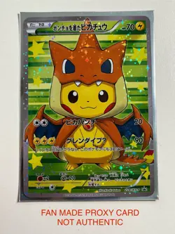 Poncho-Wearing Charizard Y Pikachu 208/XY-P Full Art Japanese CUST0M Fan Card - Image 1