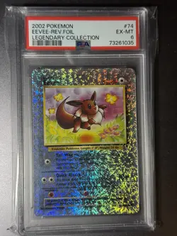 Legendary Collection Eevee #74 Reverse Holo Pokemon Card TCG 2002 PSA 6 LOW POP - Image 1