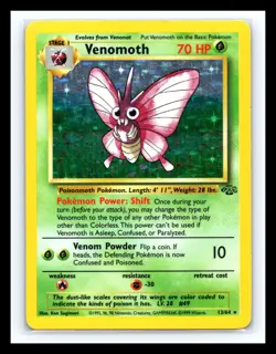 💥 VENOMOTH Holo Rare # 13/64 | JUNGLE SET | Pokemon 1999 TCG Vintage Card - Image 1