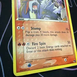 Entei 1/17 Pop Series 2 Pokemon Card Holo Foil Rare MP Condition - Image 2