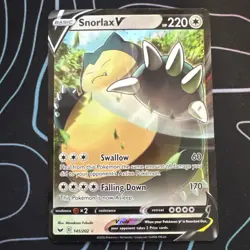 Pokemon TCG Snorlax v Sword & Shield Base Set Holo Ultra Rare Card 141/202 - Image 1