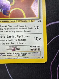 Pokemon TCG Ursaring Neo Discovery Holo Rare Card 15/75 Unlimited MP - Image 4