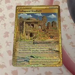 Pokemon TCG Collapsed Stadium Gold Secret Rare Card 215/196 Lost Origin - Image 1