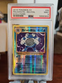 Poliwrath Pokemon XY Evolutions Reverse Holo Foil Card 25/108 PSA 9 - Image 1