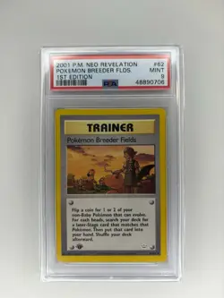 PSA 9 Pokemon Breeder Fields Neo Revelation 1st Edition 62/64 Pokemon Card - Image 1