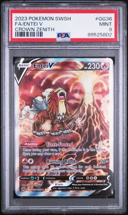 PSA 9 MINT Entei V Crown Zenith Galarian Gallery Pokemon Card GG36/GG70 - Image 1