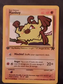 Pokemon Card Mankey - 1st Edition Team Rocket #61/82 . - Image 1
