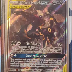 Pokemon Umbreon & Darkrai GX TAG TEAM Holo Card English Basic 270 HP 150 Attack - Image 1