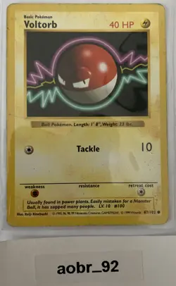Voltorb Pokemon Card Base Set Shadowless 67/102 - Image 1