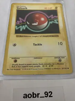 Voltorb Pokemon Card Base Set Shadowless 67/102 - Image 2