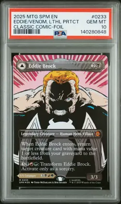 2025 MTG MARVEL'S SPIDER-MAN #0233 EDDIE BROCK/VENOM, LETHAL PROTECTOR PSA 10 - Image 1