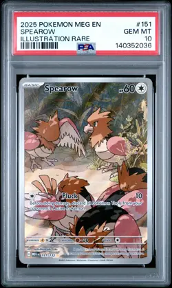 2025 POKEMON MEG EN-MEGA EVOLUTION ILLUSTRATION RARE #151 SPEAROW PSA 10 - Image 1
