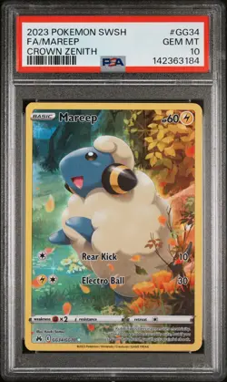 2023 POKEMON SWORD & SHIELD CROWN ZENITH #GG34 FULL ART/MAREEP PSA 10 - Image 1