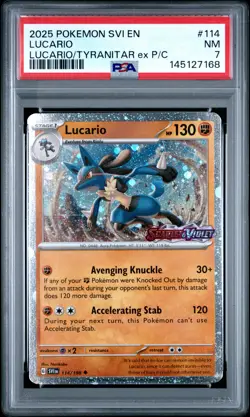 2025 POKEMON SVI EN-SCARLET & VIOLET #114 LUCARIO PSA 7 - Image 1