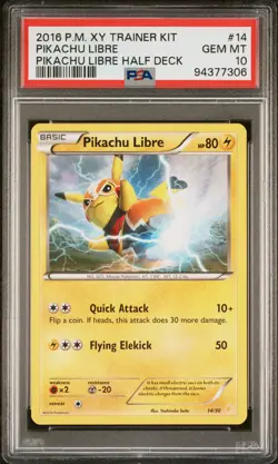 2016 POKEMON XY TRAINER KIT PIKACHU LIBRE HALF DECK #14 PIKACHU LIBRE PSA 10 - Image 1