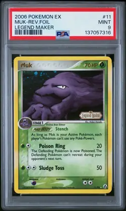 2006 POKEMON EX LEGEND MAKER #11 MUK-REVERSE FOIL PSA 9 - Image 1
