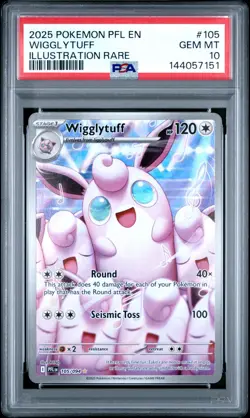 2025 POKEMON PFL EN-PHANTASMAL FLAMES ILLUSTRATION RARE #105 WIGGLYTUFF PSA 10 - Image 1
