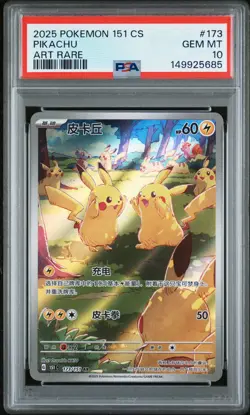 2025 POKEMON SIMPLIFIED CHINESE 151 C-151 ART RARE #173 PIKACHU PSA 10 - Image 1