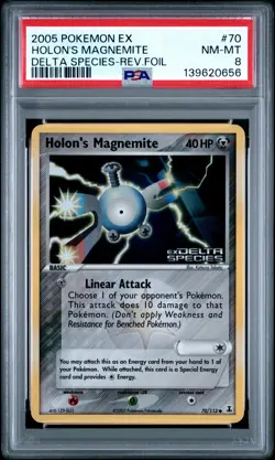 2005 POKEMON EX DELTA SPECIES #70 HOLON'S MAGNEMITE-REVERSE FOIL PSA 8 - Image 1