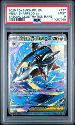 2025 POKEMON PHANTASMAL FLAMES SPECIAL ILLUSTRATION RARE MEGA SHARPEDO EX PSA 9 - Image 1