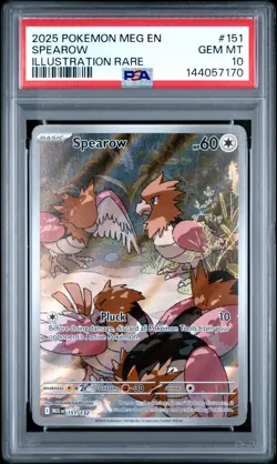 2025 POKEMON MEG EN-MEGA EVOLUTION ILLUSTRATION RARE #151 SPEAROW PSA 10 - Image 1