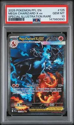 2025 POKEMON PFL SPECIAL ILLUSTRATION RARE #125 MEGA CHARIZARD X EX PSA 10 - Image 1
