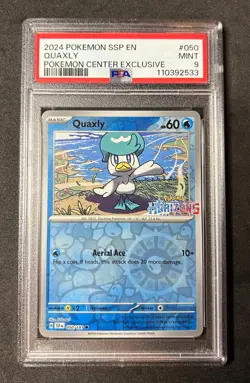 PSA 9 MINT Quaxly Reverse Holo Surging Sparks PC Exclusive #050 Pokemon Card TCG - Image 1
