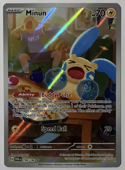 Minun Pokemon Paradox Rift 194/182 Illustration Rare Full Art Holo SV NM - Image 1