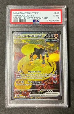 PSA 9 MINT Iron Boulder EX SIR Temporal Forces #207 Pokemon Card TCG - Image 1
