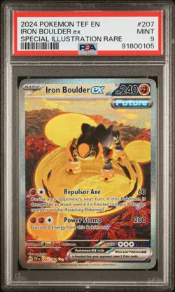 2024 POKEMON TEMPORAL FORCES SPECIAL ILLUSTRATION RARE IRON BOULDER EX PSA 9 - Image 1