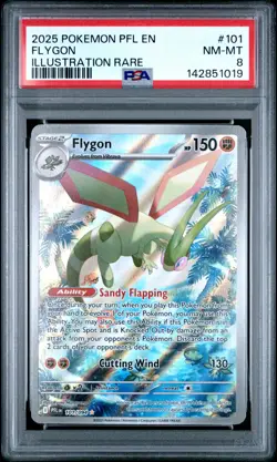 2025 POKEMON PFL EN-PHANTASMAL FLAMES ILLUSTRATION RARE #101 FLYGON PSA 8 - Image 1