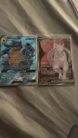 Pokemon TCG Blastoise GX & Team Rocket's Mewtwo GX Foil Card Lot - Image 1