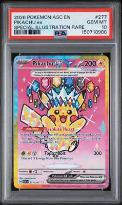 2026 POKEMON ASCENDED HEROES SPECIAL ILLUSTRATION RARE #277 PIKACHU EX PSA 10 - Image 1