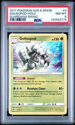 2017 POKEMON SUN & MOON GUARDIANS RISING #9 GOLISOPOD-HOLO PSA 8 - Image 1