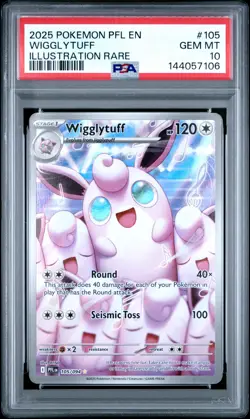 2025 POKEMON PFL EN-PHANTASMAL FLAMES ILLUSTRATION RARE #105 WIGGLYTUFF PSA 10 - Image 1