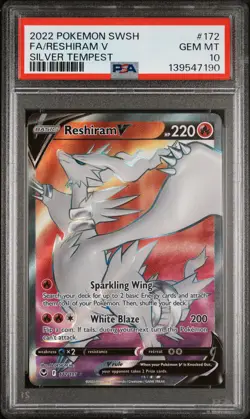 2022 POKEMON SWORD & SHIELD SILVER TEMPEST #172 FULL ART/RESHIRAM V PSA 10 - Image 1