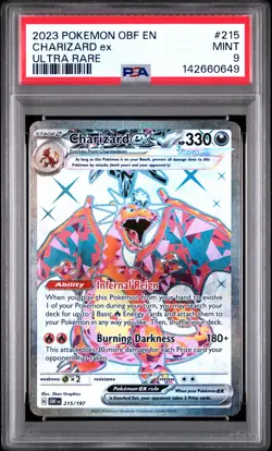 2023 POKEMON OBF EN-OBSIDIAN FLAMES ULTRA RARE #215 CHARIZARD EX PSA 9 - Image 1