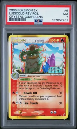 2006 POKEMON EX CRYSTAL GUARDIANS #6 LUDICOLO-REVERSE FOIL PSA 7 - Image 1
