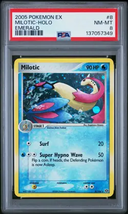 2005 POKEMON EX EMERALD #8 MILOTIC-HOLO PSA 8 - Image 1