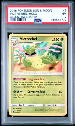 2018 POKEMON SUN & MOON CELESTIAL STORM #3 VICTREEBEL-HOLO PSA 7 - Image 1