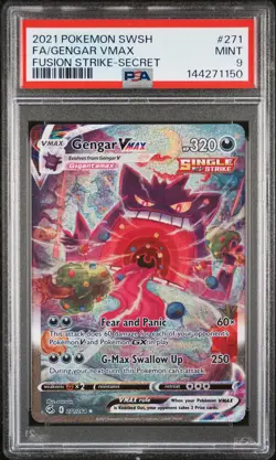 2021 POKEMON SWORD & SHIELD FUSION STRIKE SECRET #271 FULL ART/GENGAR VMAX PSA 9 - Image 1