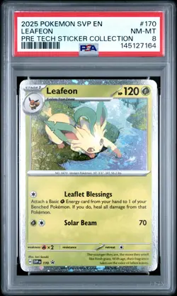 2025 POKEMON PROMO PRISMATIC EVOLUTIONS STICKER COLLECTION #170 LEAFEON PSA 8 - Image 1