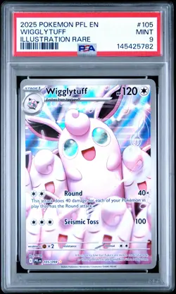 2025 POKEMON PFL EN-PHANTASMAL FLAMES ILLUSTRATION RARE #105 WIGGLYTUFF PSA 9 - Image 1
