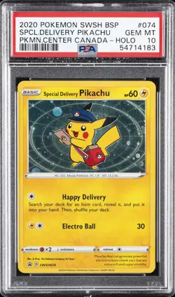 2020 POKEMON SWSH BLACK STAR PROMO #074 SPECIAL DELIVERY PIKACHU-HOLO PSA 10 - Image 1